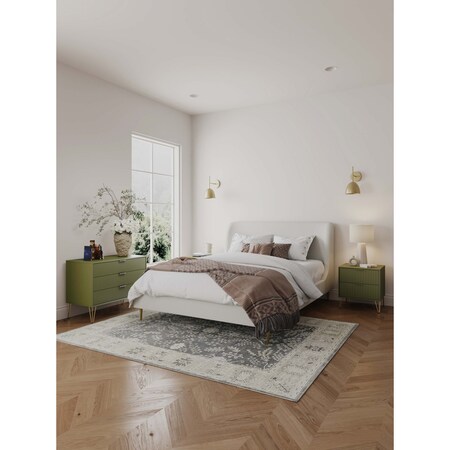 Manhattan Comfort 2-Piece DUMBO Standard 3-Drawer Dresser and DUMBO 2.0 Nightstand in Olive Green 2-DB02-OG